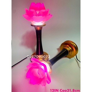 Cặp đèn thờ hoa sen lưu ly cao cấp