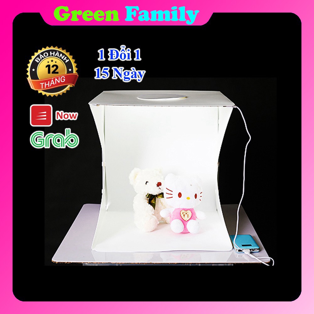 [GF] Hộp Chụp Sản Phẩm 40x40cm Có Kèm Đèn Led 2 Dãy có 70 Bóng - Tặng 2 Phong Nền - Green Family -