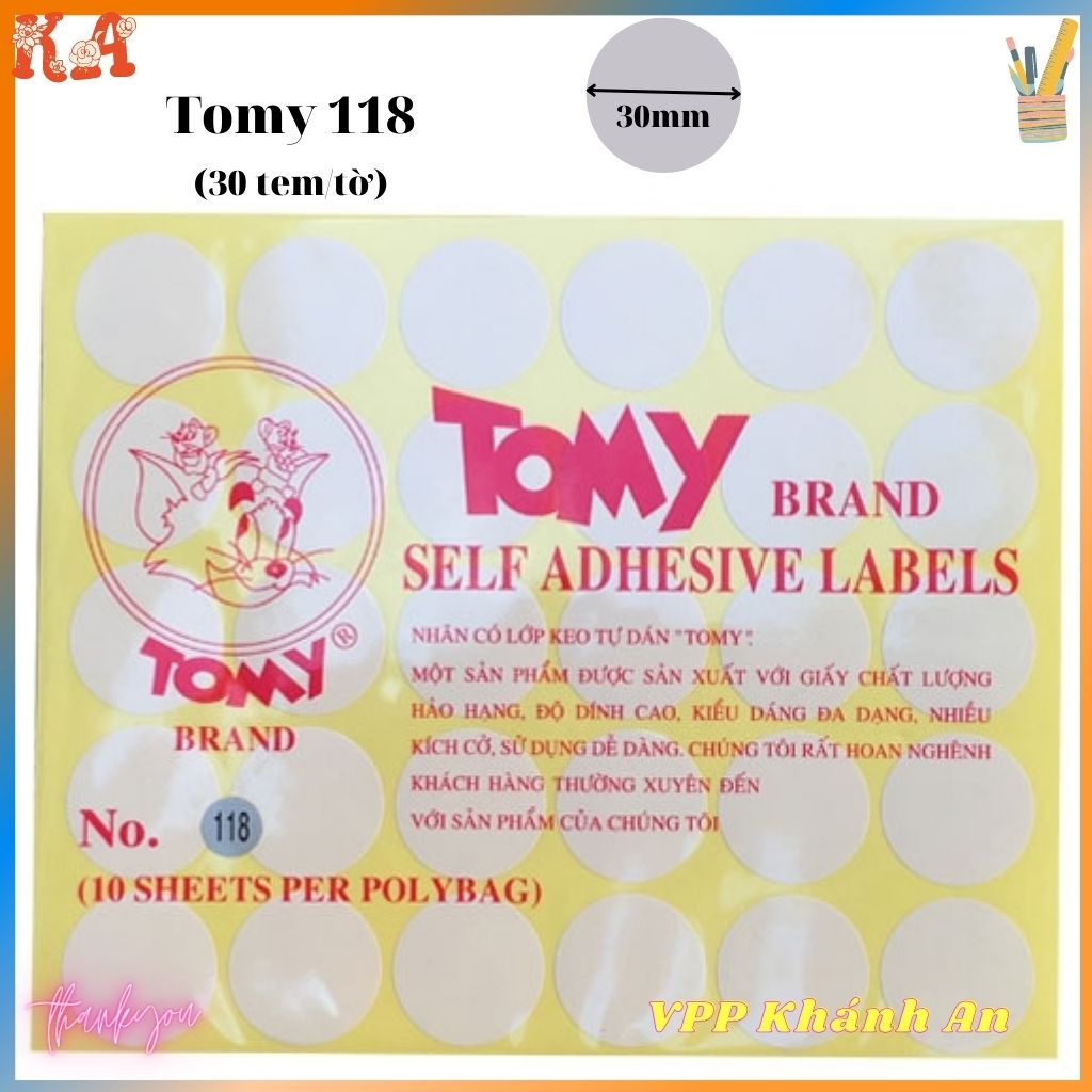 Giấy Tomy, nhãn dán Tomy A5 các cỡ 99 - 124