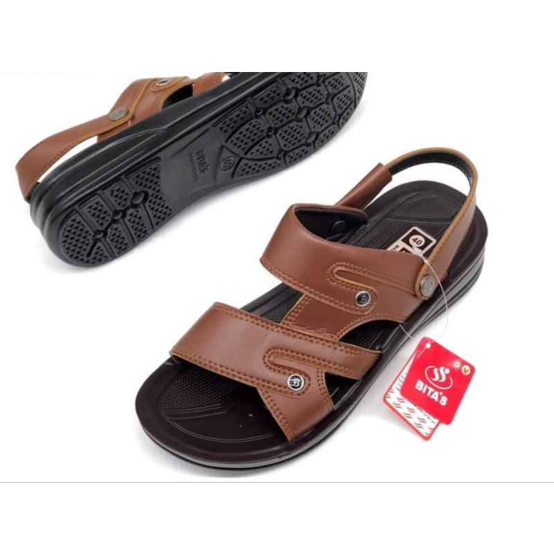 Dép da bitas da nam DUM109 nâu, vàng