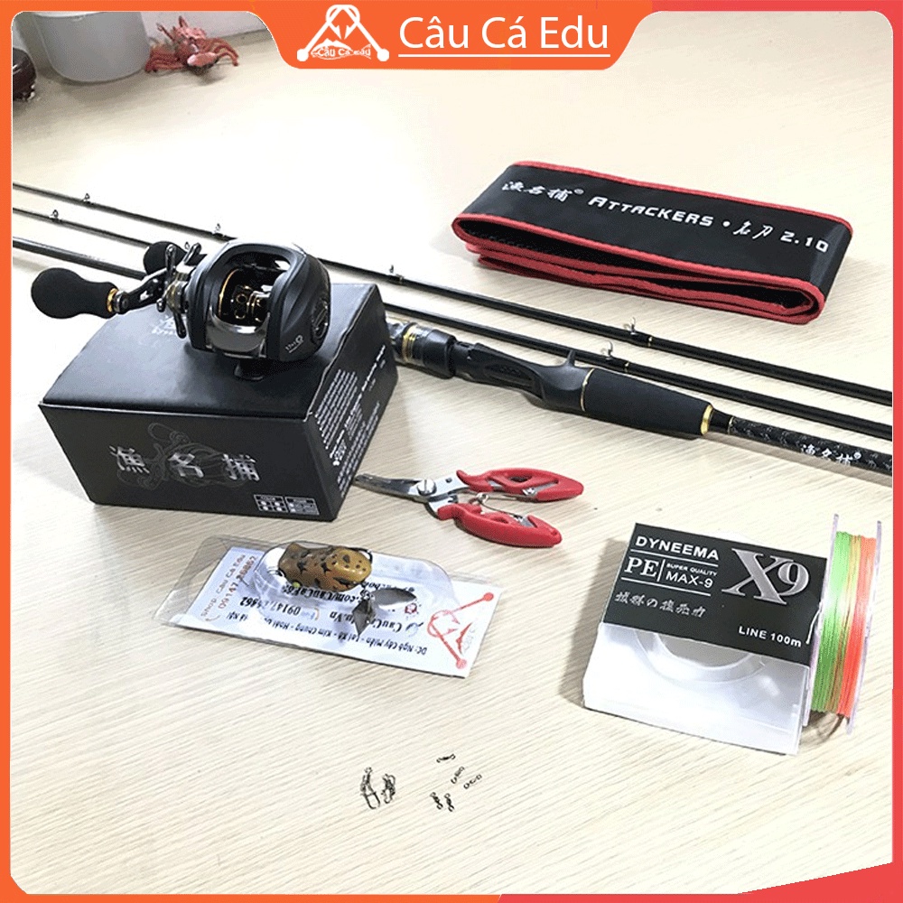 Bộ Cần Câu Lure Máy Ngang 2 Khúc Attacker Combo 52 Cần Câu Máy Giá Siêu Rẻ Bạo Lực - Câu Cá E du