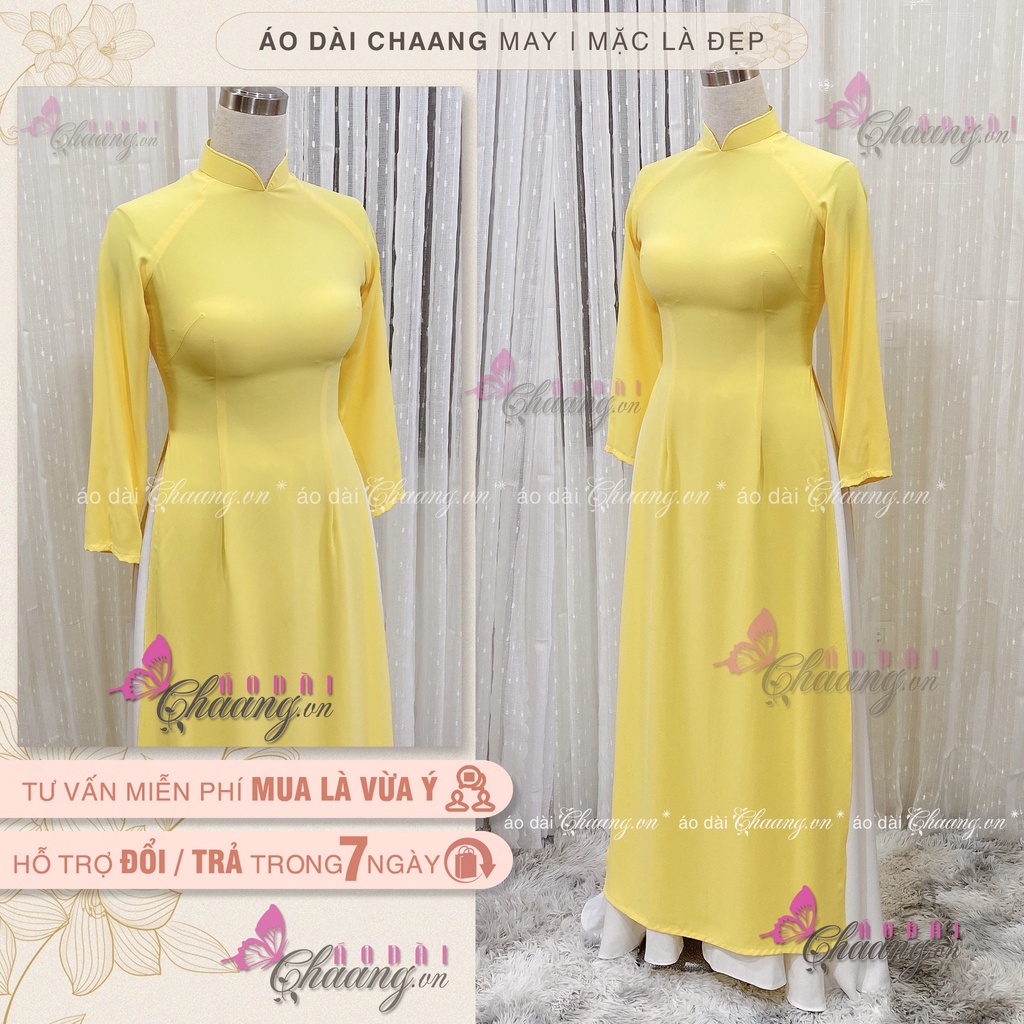 Áo dài màu vàng truyền thống may sẵn áo dài lụa màu cúc xinh đẹp