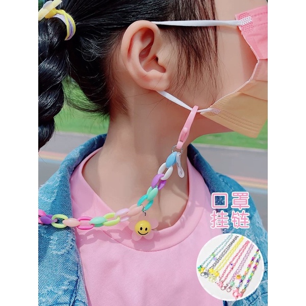 Dây đeo khẩu trang charm gấu-hoa