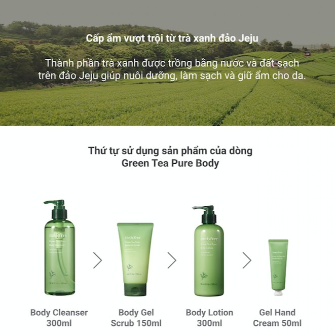 [Mã FMCGMF11 giảm 8% đơn 250K] Sữa dưỡng ẩm toàn thân hương trà xanh innisfree Green Tea Body Lotion 300ml