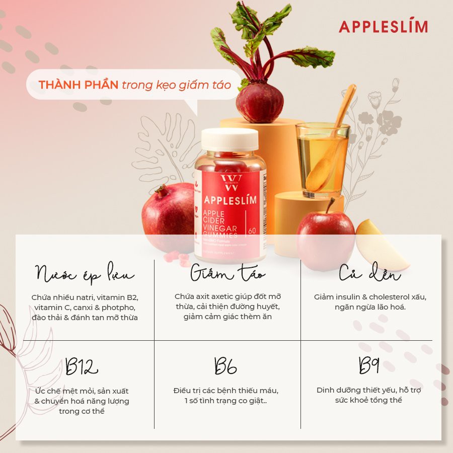 Kẹo giấm táo Appleslim hỗ trợ giữ dáng, đẹp da