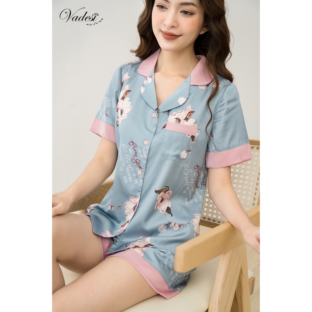 [ NEW - CHÍNH HÃNG ] Bộ Pijama Đùi Nữ Mặc Nhà Chất Liệu Lụa Luxury Cao Cấp Họa Tiết Sang Đẹp Mát Mềm