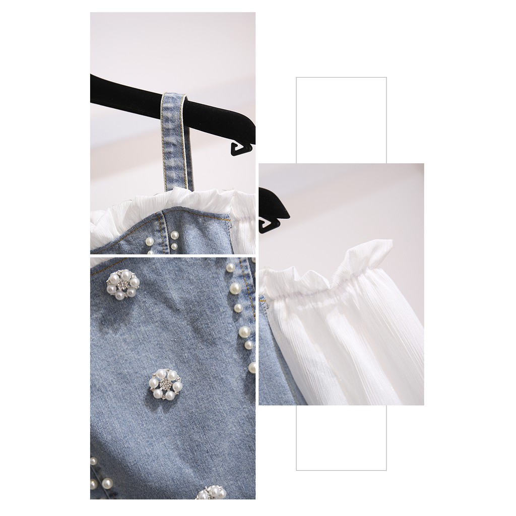 🌸Hàng Order🌸 Váy Jean Bigsize Trễ Vai Đính Ngọc Dọc Áo Nữ Tính Sexy 🌸Hàng Quảng Châu | BigBuy360 - bigbuy360.vn