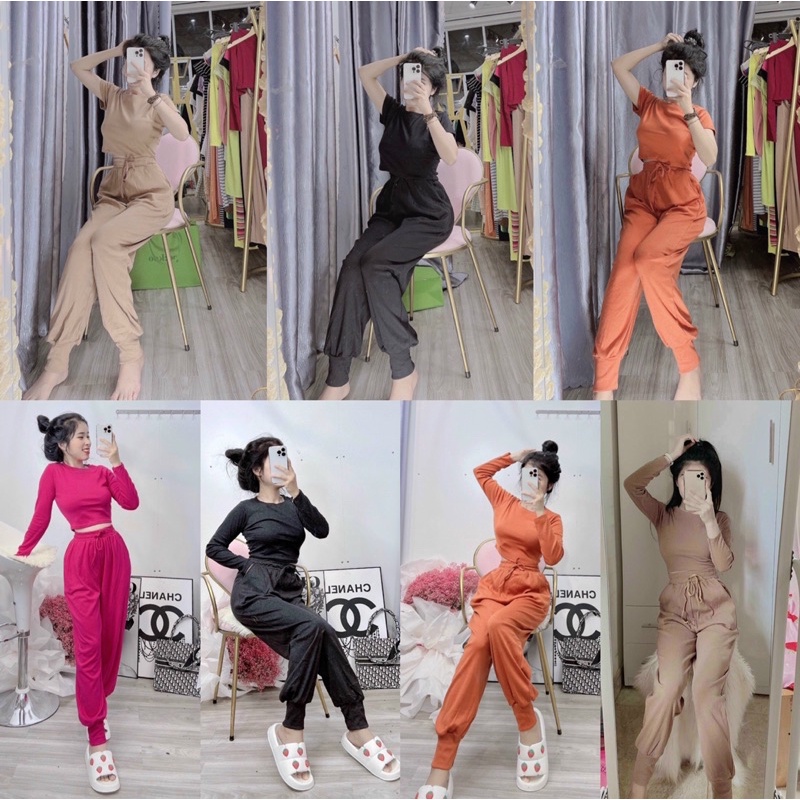 Set bộ thun borip trơn tay ngắn/tay dài HÌNH THẬT SHOP CHỤP