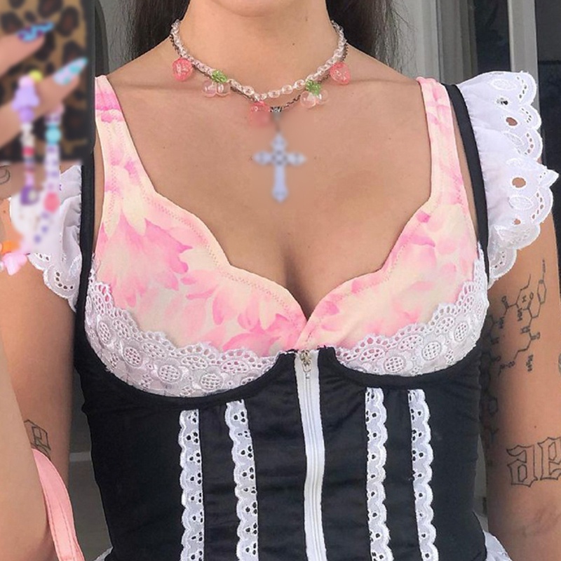 Áo Ren Lửng Hai Dây Cổ Thấp Gợi Cảm Cho Nữ