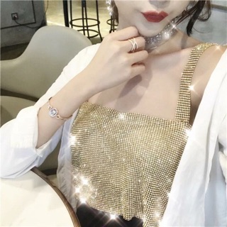SẴN VÀNG ẢNH THẬT Ở CUỐI❤️  Áo BLING BLING hai dây sang chảnh lấp lánh ✨✨✨ (order)