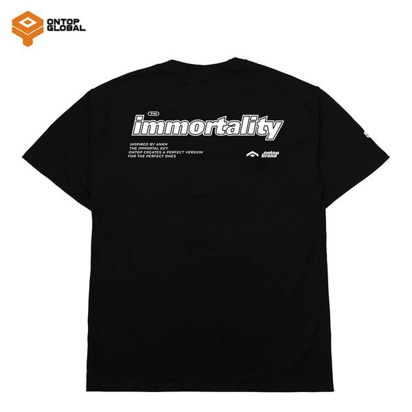 Áo thun tay lỡ form rộng nam nữ màu đen local Brand ONTOP - Immortality Type Logo