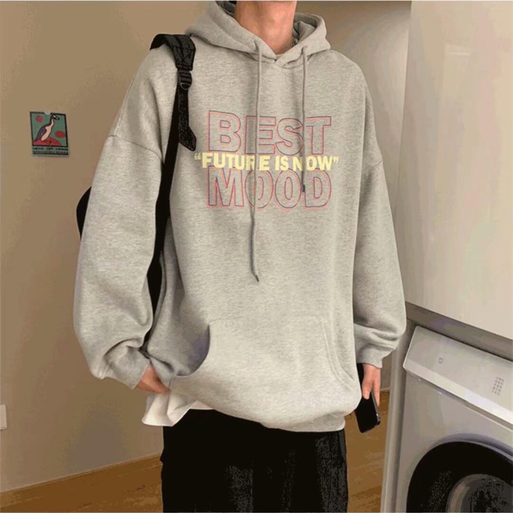 Áo hoodie dáng rộng phong cách đại học thường ngày kiểu Hàn thời trang mùa đông size lớn M-5XL cho nam
