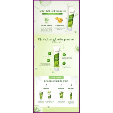 BỘ ĐÔI NGỪA MỤN HIỆU QUẢ VEDETTE - GEL KHÁNG KHUẨN GIẢM MỤN TEA TREE OIL 18g VÀ MẶT NẠ TRÀM TRÀ DƯỠNG DA 80ml - TPMX001