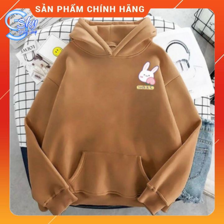 ÁO HOODIE UNISEX NAM NỮ  FORM RỘNG, CHẤT NỈ BÔNG CAO CẤP in Thỏ trắng 100%