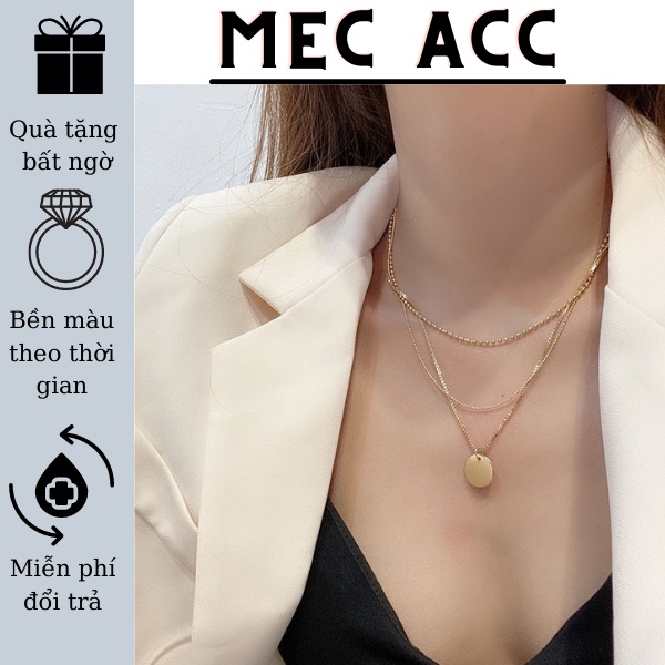 Dây chuyền nữ chocker vòng cổ chocker 3 tầng mặt tròn phong cách Vintage sang trọng cao cấp C7