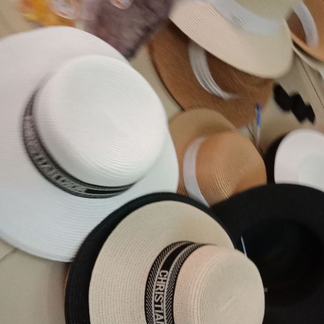 Mũ nón cói vành nhỏ đi biển nhiều màu đai dior siêu dệp