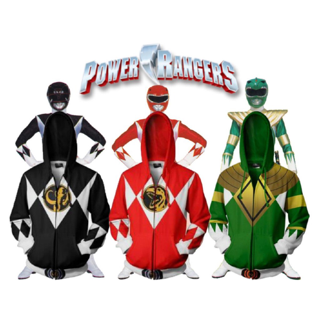 Áo Khoác Hoodie In Họa Tiết 3D Hóa Trang Nhân Vật Morphin Power Rangers