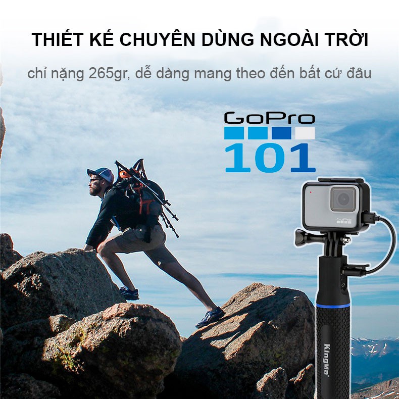 Gậy kiêm sạc dự phòng KingMa cho gopro 5 6 7 8, Sjcam, Yi Action, Osmo Action - Gopro101 - inoxnamkim