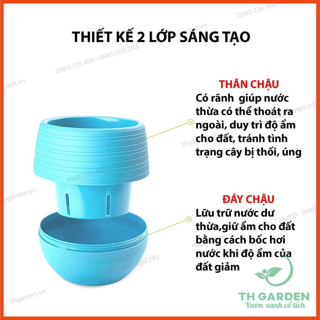 [] Chậu Cây Mini Có Đáy Trữ Nước - Đa dạng màu sắc - Trang trí nhà cửa, văn phòng tuyệt đẹp nakha