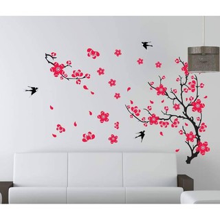Decal dán tường Cành hoa đào đỏ - Tết