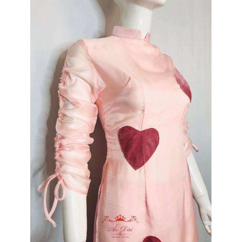 ÁO DÀI TƠ TIM TAY NHÚN ĐIỆU ĐÀ ⚡MIỄN SHIP 20K⚡GIÁ SÁT SỈ