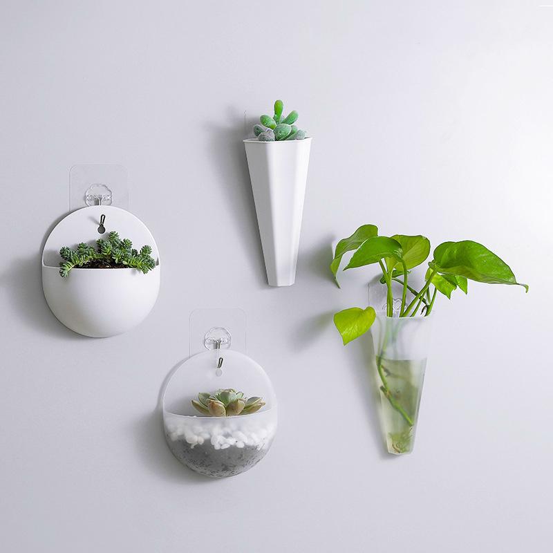Green planter of wall hanging hydroponic wall pot