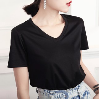 [ Hàng Quảng Châu ] Áo Thun Nữ, Áo Phông Nữ Cổ Tim Cotton Co Giãn