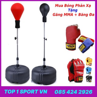 ❆Bóng phản xạ võ thuật - Bóng đấm lắc lư cao cấp tặng găng MMA Fighter + Băng đa cuốn tay - Bảo hành 12 tháng
