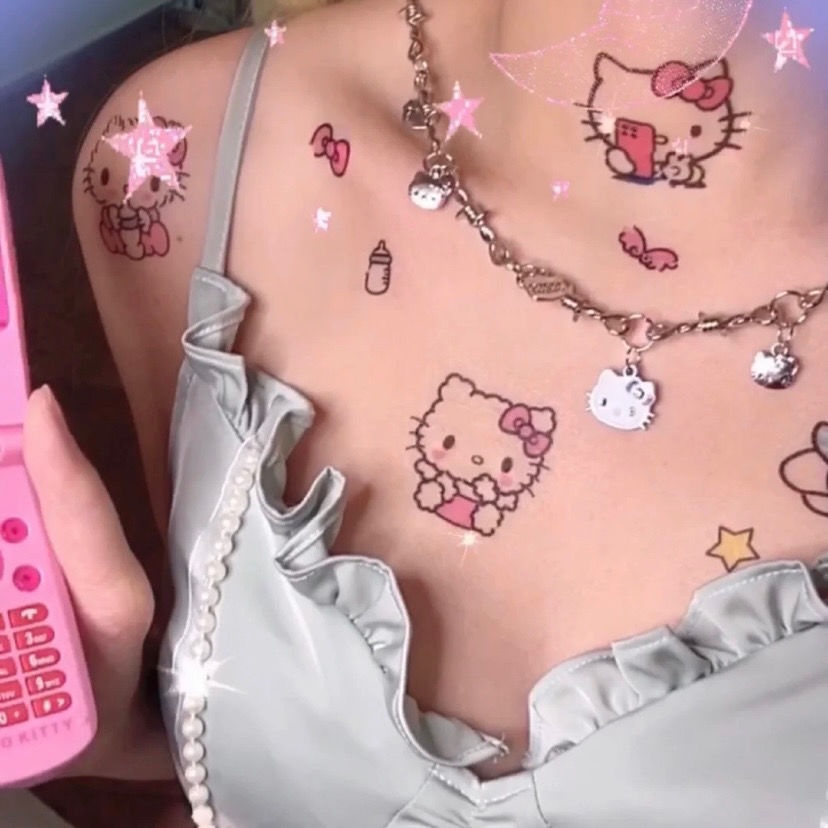 Hình xăm dán tạm thời chống thấm nước lâu trôi hình Hello Kitty đáng yêu