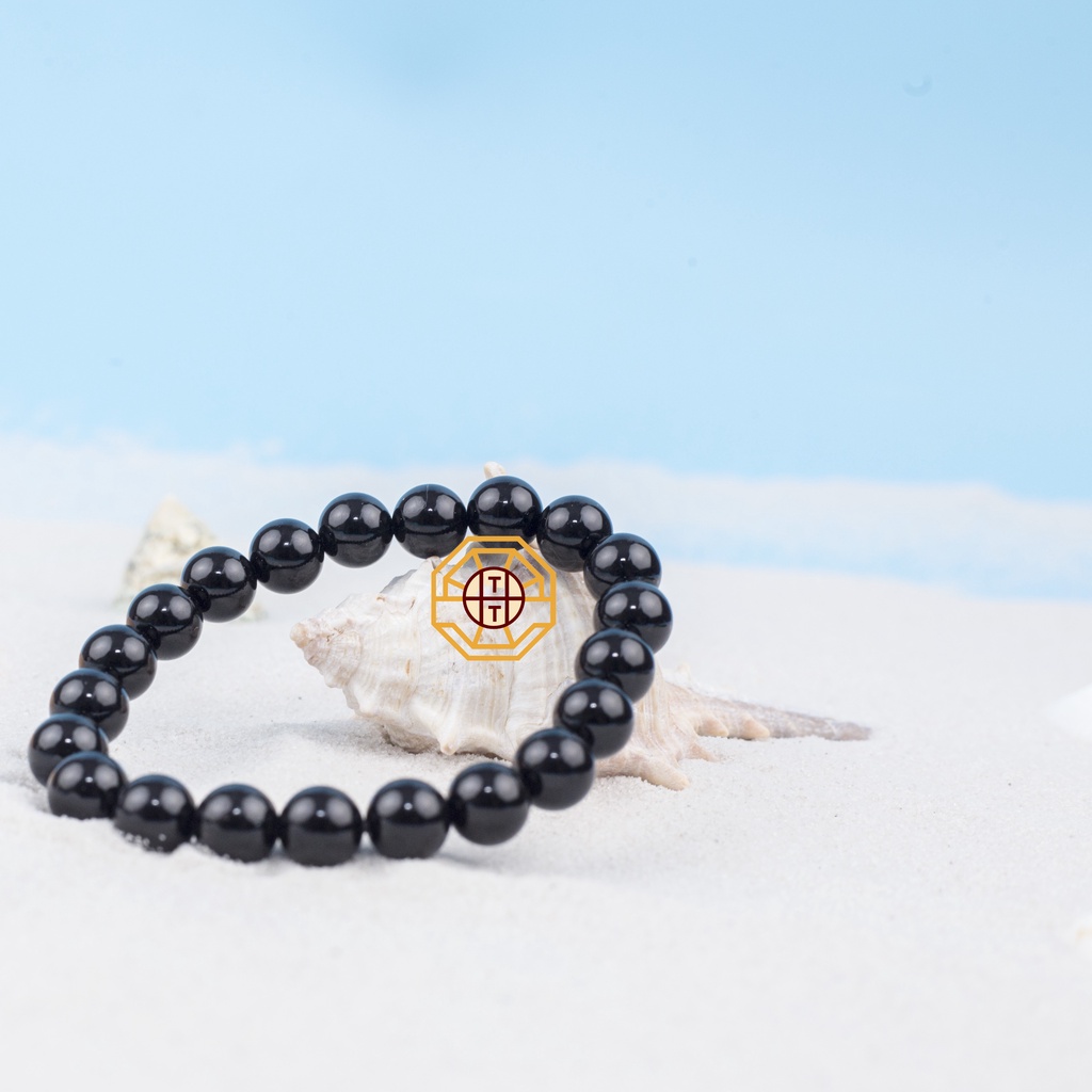 Vòng tay phong thủy đá MNao Đen may mắn tài lộc bình an nam nữ mệnh Thủy Mộc - Tặng hộp gỗ cao cấp - Phong Thủy Tây Tạng