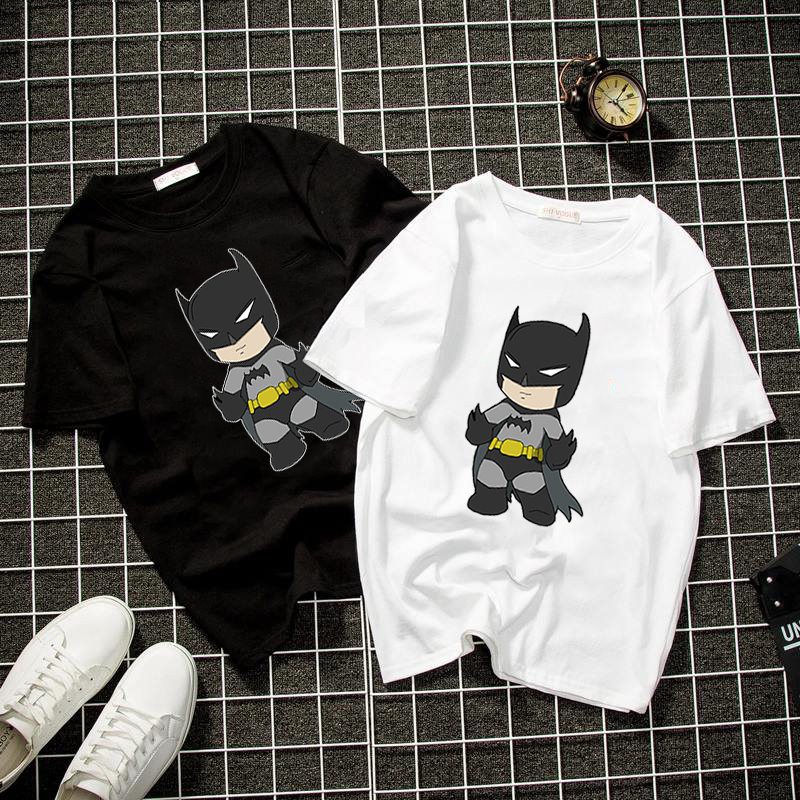 Áo thun unisex Hàn Quốc in chibi người dơi siêu anh hùng vải dày mịn 2019T1024