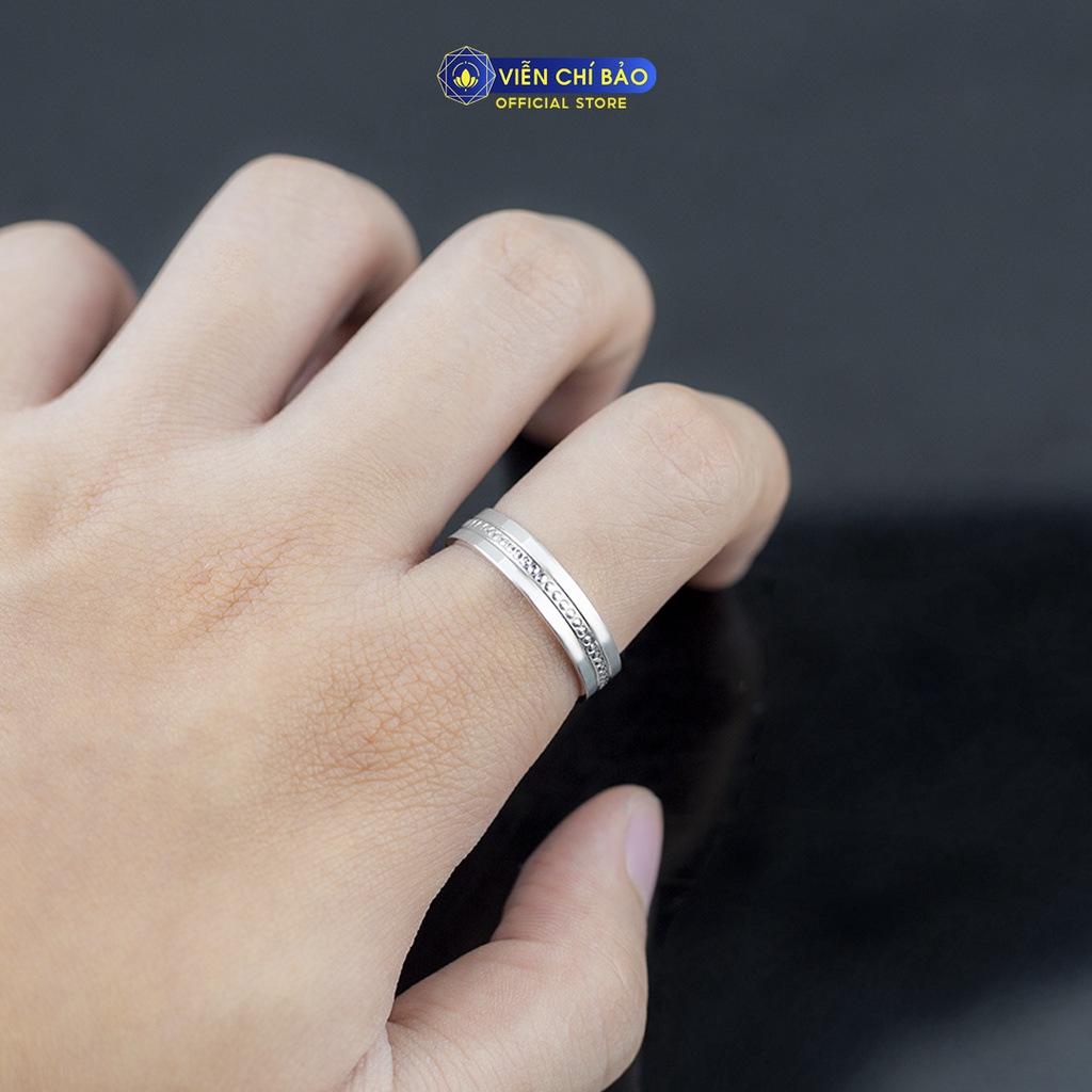 Nhẫn bạc nam phay viền bi chất liệu Bạc 925 thơi trang phụ kiện trang sức  Viễn Chí Bảo N300854