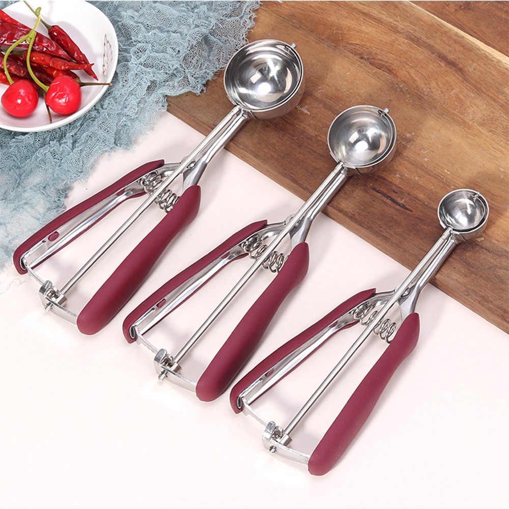 WILLIS Durable Ice Cream Scoop Cookie Ice Ball Digger Ice Ball  Spoon Stainless Steel Dough for Watermelon Meatball Mash Salad Kitchen Tool