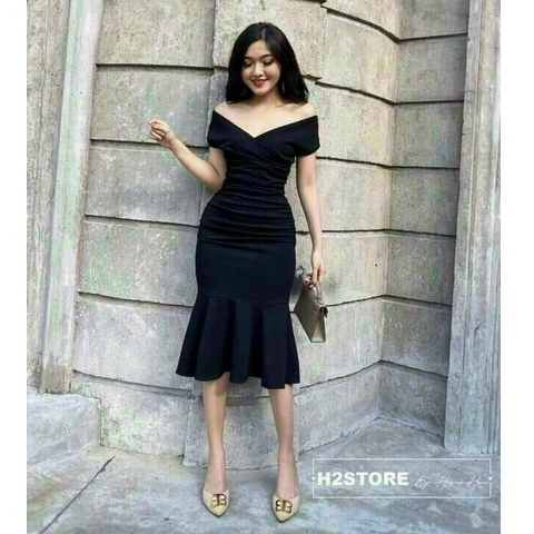 Đầm Body Sexy Dự Tiệc Dạo Phố Thiết Kế Trễ Vai Nhún Eo Đuôi Cá Sang Chảnh Thời Trang [XM MINH PHÚC]