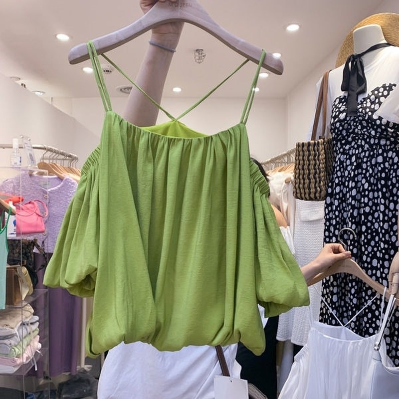 Áo Thun Chiffon Tay Ngắn Hở Vai Thời Trang Mùa Xuân Dành Cho Nữ