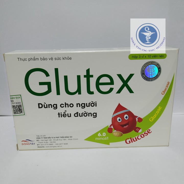 Glutex hỗ trợ hạ đường huyết hộp 3 vỉ x 10 viên