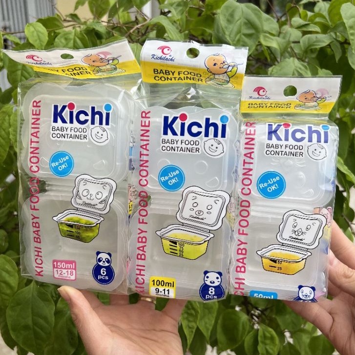 Khay Trữ Đông Đồ Ăn Dặm Cho Bé Kichilachi Kichi, Hộp Trữ Đông Đồ Ăn Dặm Bảo Quản Thức Ăn
