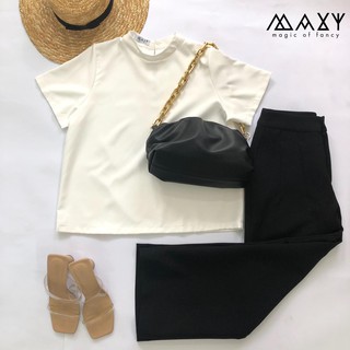 Áo nữ tay ngắn kiểu cơ bản cổ trụ basic top Maxy Workshop