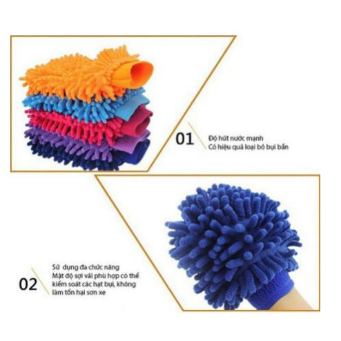 Găng Tay San Hô Microfiber Rửa Xe Siêu Mịn Tiện Dụng (màu sắc ngẫu nhiên)