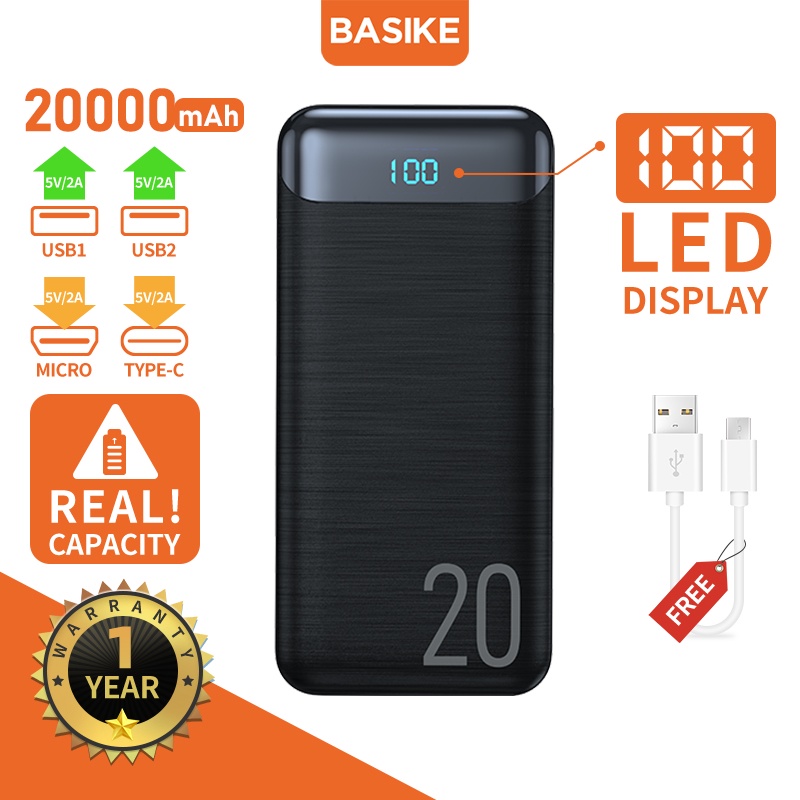 Sạc Dự Phòng 20000mah Rời BASIKE 10W Nhỏ Gọn Cho Xiaomi - Hàng chính hãng Bảo hành 12 tháng