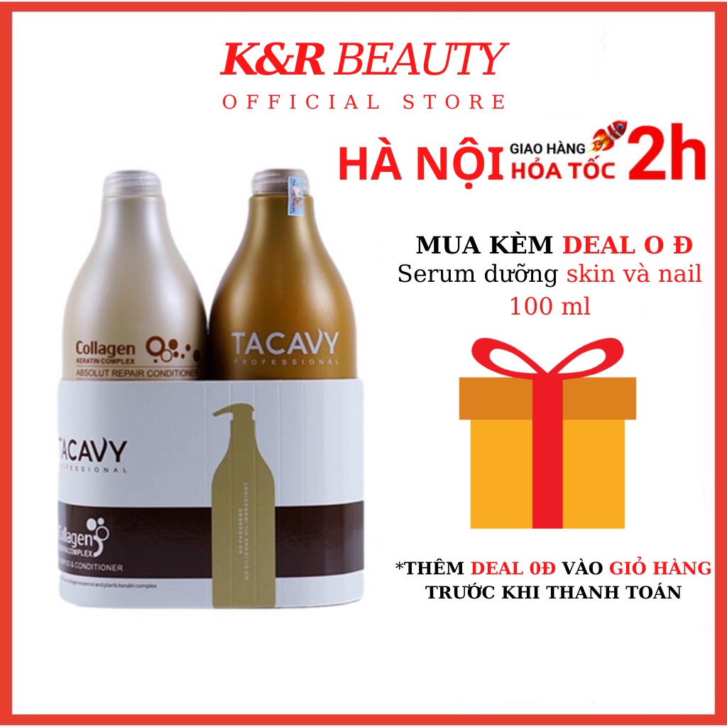 Cặp Dầu Gội Xả Tacavy 1000ML Phục Hồi Tóc Hư Tổn, Khô Xơ, Gãy Rụng