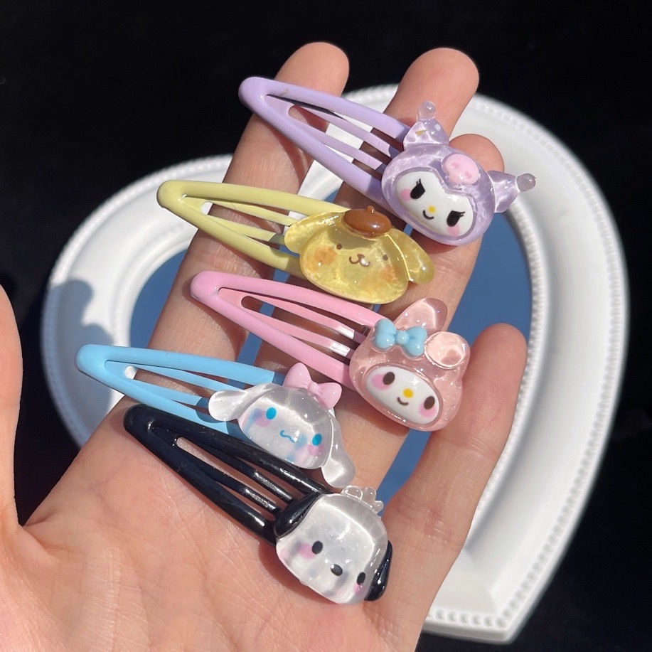 SANRIO Kẹp Tóc Hai Lớp Trong Suốt Họa Tiết Kuromi Bangs
