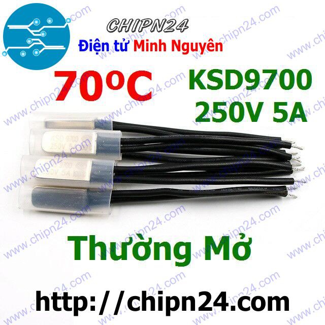 [1 CÁI] Cầu Chì Nhiệt KSD9700 Thường Mở 70 Độ Kim Loại (5A 250VAC) (9700TM70)