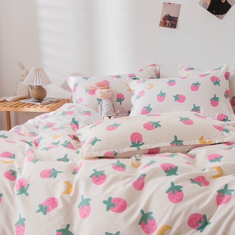 BỘ GA GỐI VỎ CHĂN COTTON POLY NHẬP KHẨU DÂU NHÍ - ĐỦ KÍCH THƯỚC