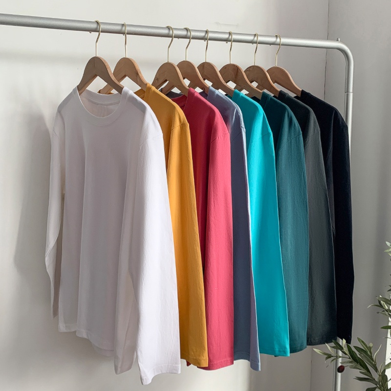 Áo thun PEPPERMINT 45612 tay dài cổ tròn thiết kế đơn giản thời trang