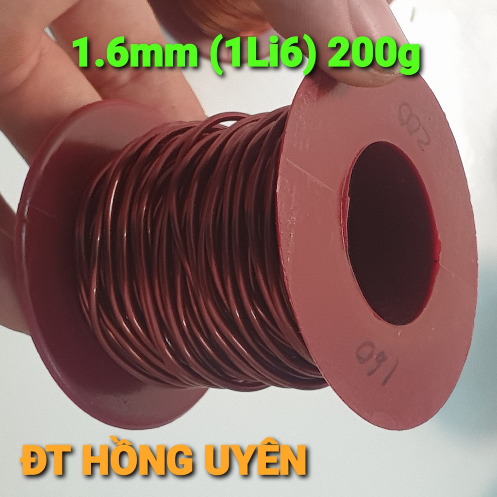 (1.6mm 200g). Dây đồng quấn biến áp cơ. Dây đồng tráng men, bọc emay cách điện. Dây đồng 1li6 chịu nhiệt độ cao