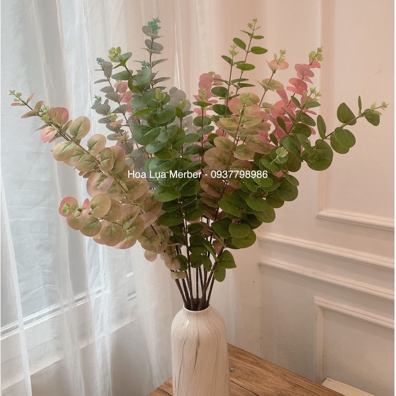 Cành Lá Táo Giả Trang Trí 3D 3 Nhánh 80cm Cao Cấp 4 Màu Mơ Bơ  - Trang Trí Decor Cắm Hoa Cắm Bình