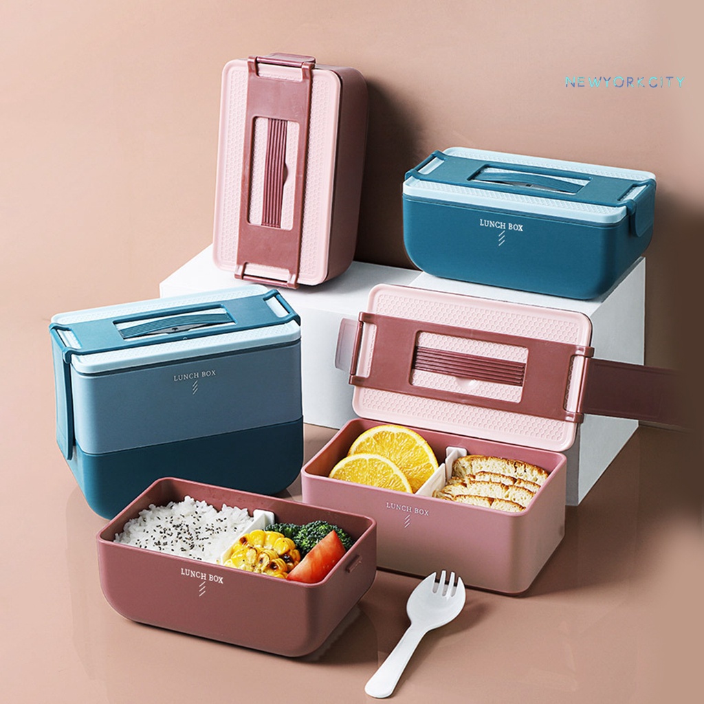 Hộp Đựng Cơm Trưa NYC 800/1600ML Bằng Nhựa PP Hai Lớp Đóng Kín Tốt Nhỏ Gọn Tiện Dụng