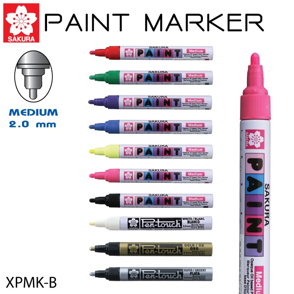 Bút sơn dầu đánh dấu công nghiệp Sakura Paint Marker Medium Point 2.0mm Màu Đỏ