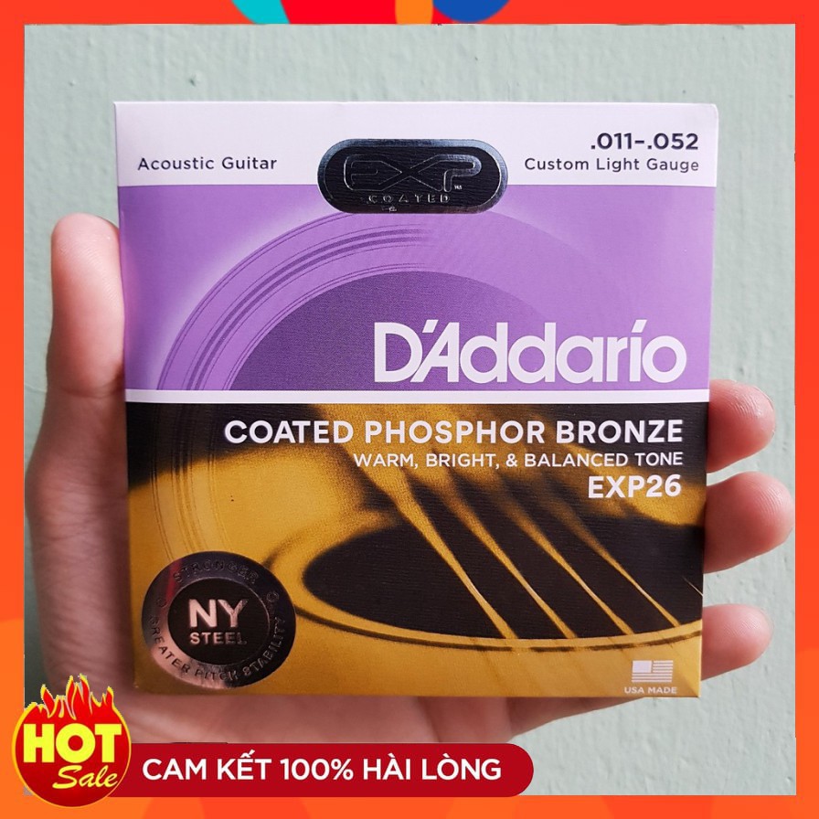 Dây Đàn Guitar Acoustic D'Addario EXP 26 [Size 11] - Tặng kèm Pick gảy